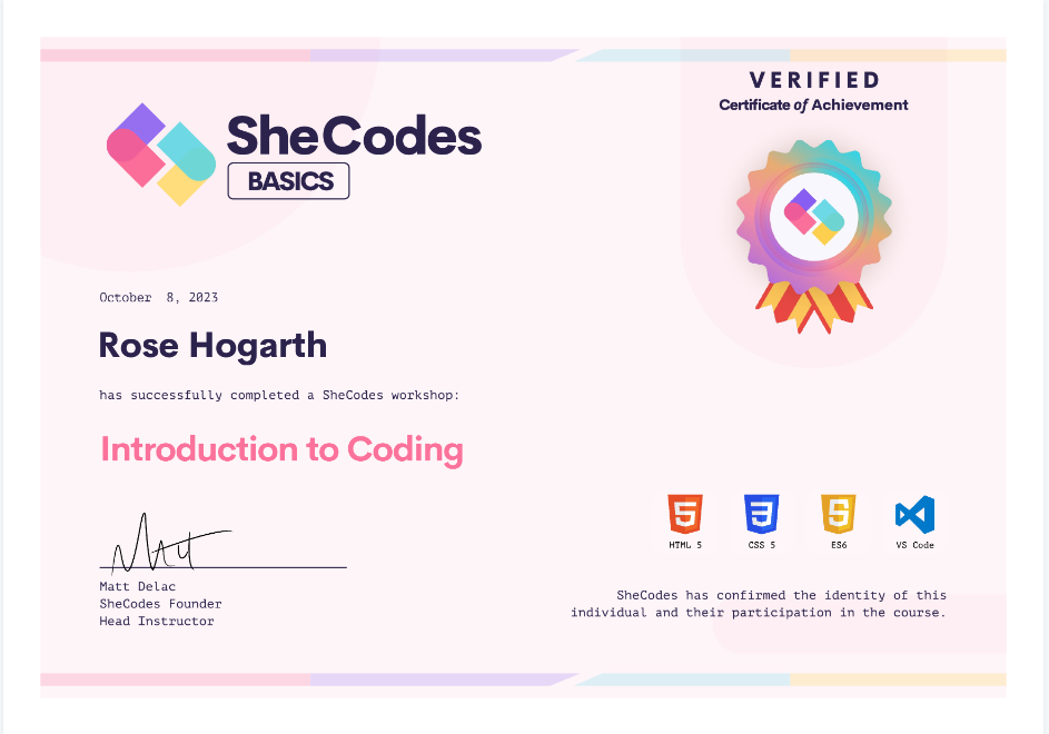 rose-hogarth-certificate-shecodes-introduction-to-coding